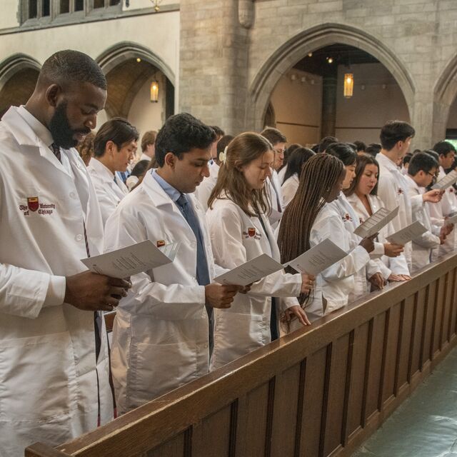 Students at the White Coat Ceremony