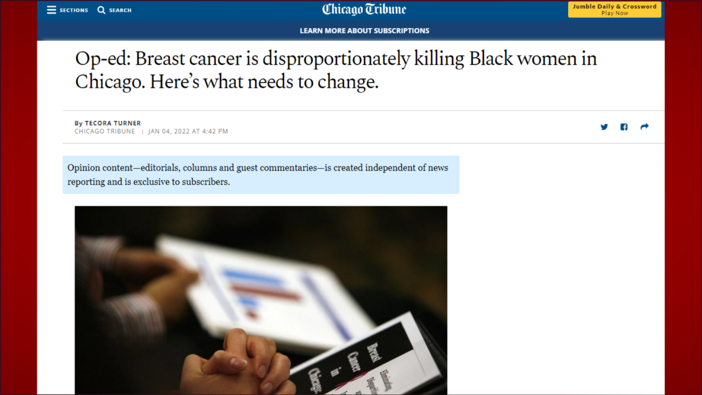 Student Op-Ed: End Racial Disparity in Breast Cancer ...