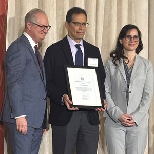 Pritzker Dean of Students Jim Woodruff, MD with University of Chicago President Paul Alivisatos and provost Katherine Baicker