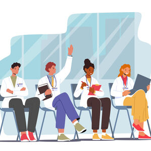 An illustration of medica students in a learning setting