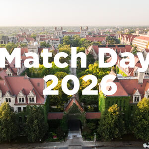 Match Day 2026 text over an aerial view of the University of Chicago campus